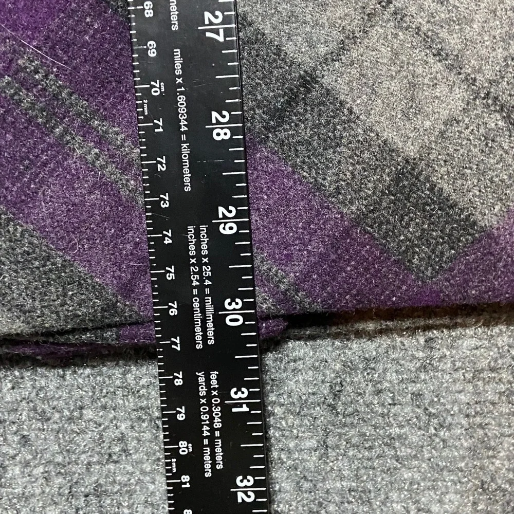 Guess Womens Y2K Purple Plaid Wool Blend Double Breasted Peacoat Jacket Size M